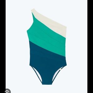 NWT Summersalt Sidestroke Bathing Suit Size 4 in blue green and white